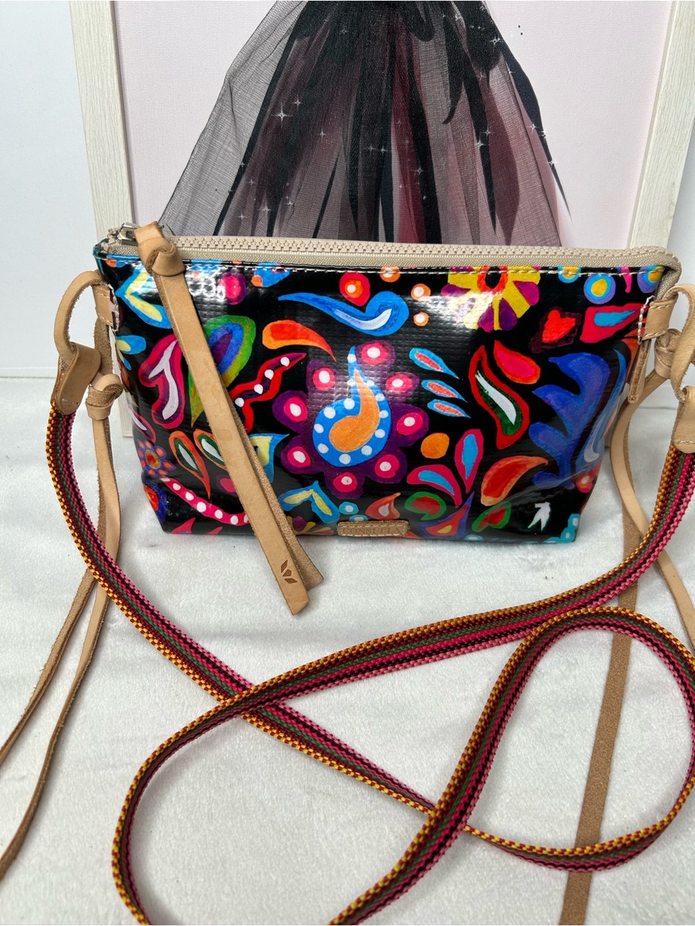 Consuela Sophie Black Swirly Midtown Crossbody Multicolor